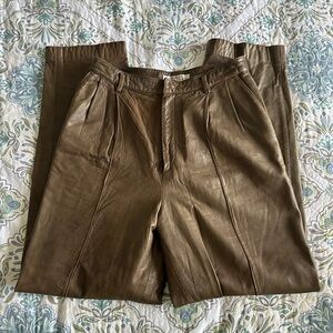 Vintage brown leather lined pants